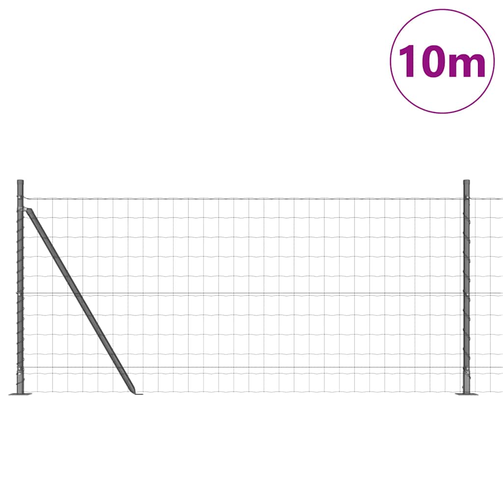 Gjerde med stolpe Grå 0,8 x 10 m Stål og PVC