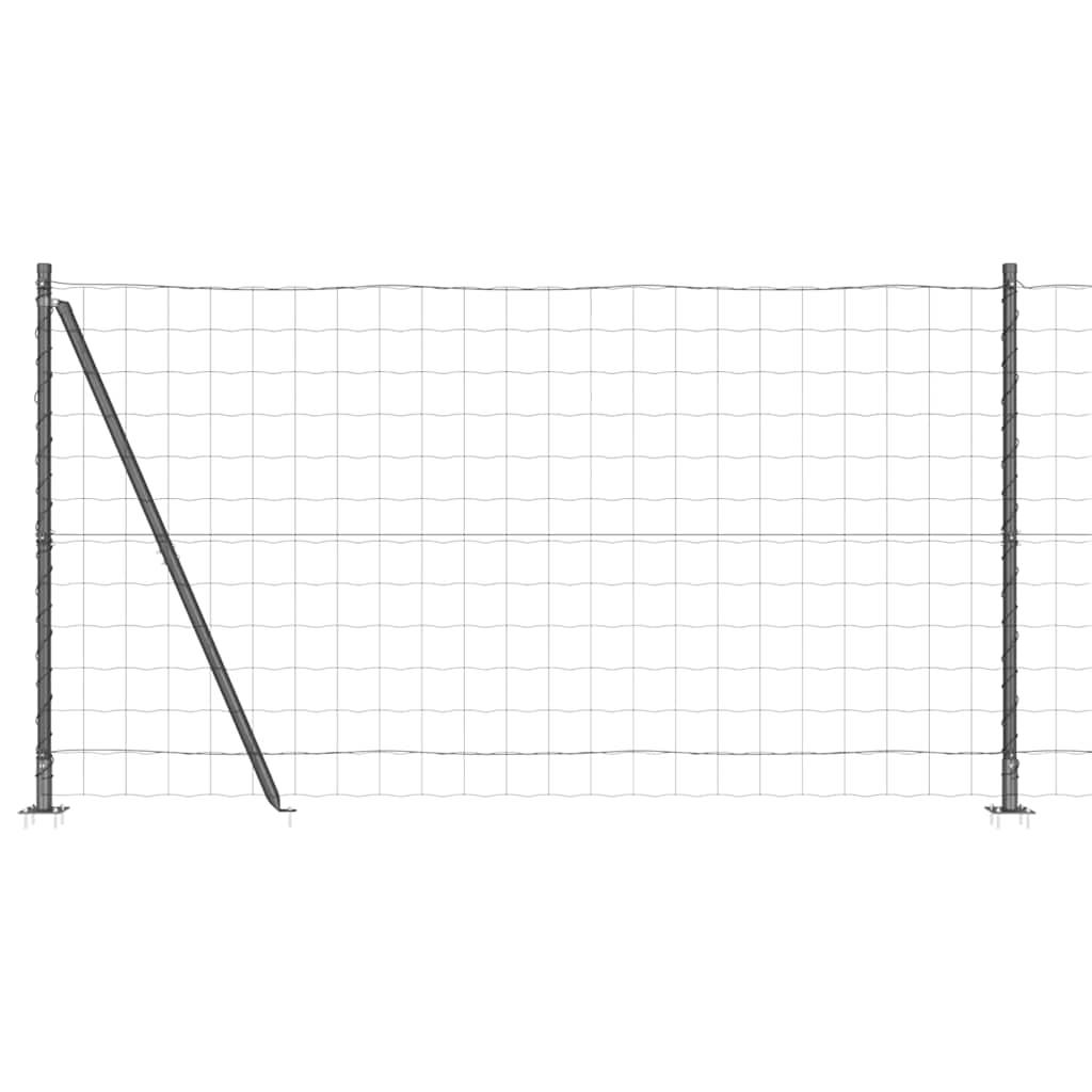 Eurogjerde med betongfundament 25 x 1,2 m PVC-belagt stål Grå