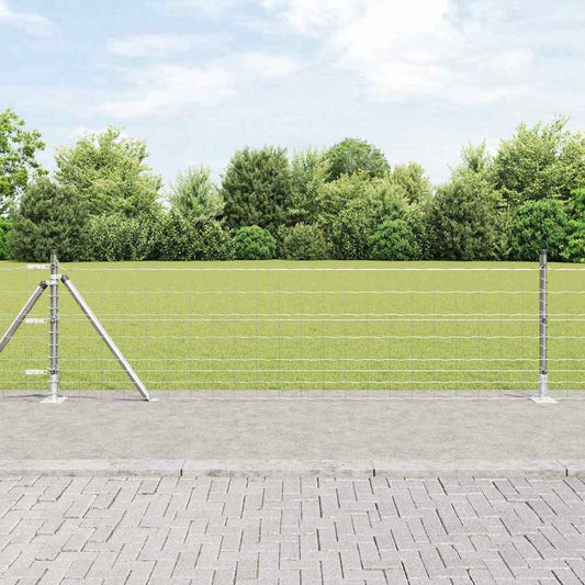 Ute Euro gjerde med betongbunn 50 x 0,4 m Galvanisert stål Sølv