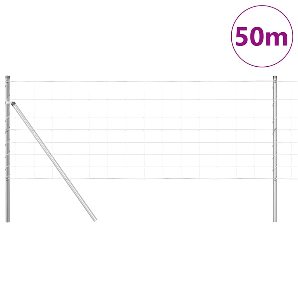 Grunnfest Sveiset Trådgjerde 50 x 0,8 m Galvanisert stål Sølv