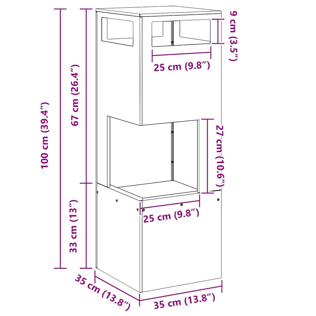Bålplass Svart 35 x 35 x 100 cm Stål
