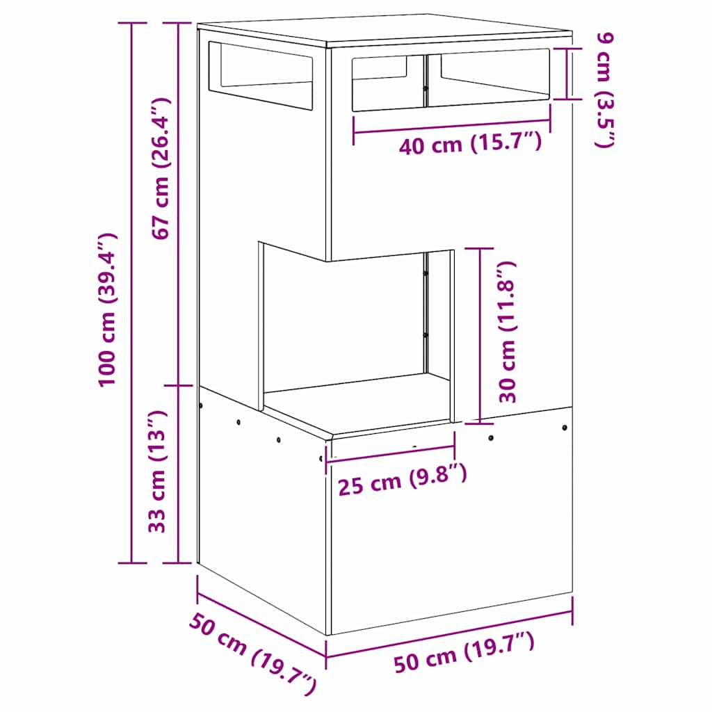 Bålplass Svart 50 x 50 x 100 cm Stål