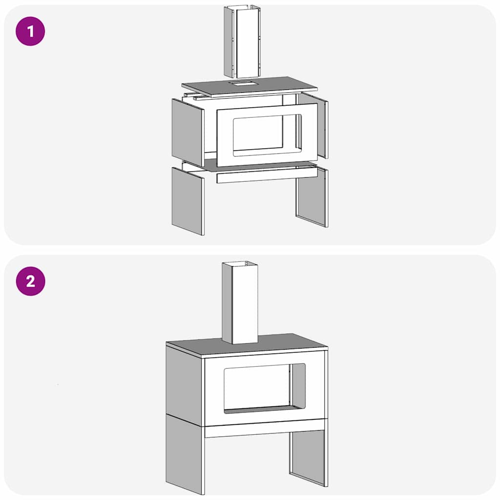 Bålplass Svart 60 x 40 x 96 cm Stål