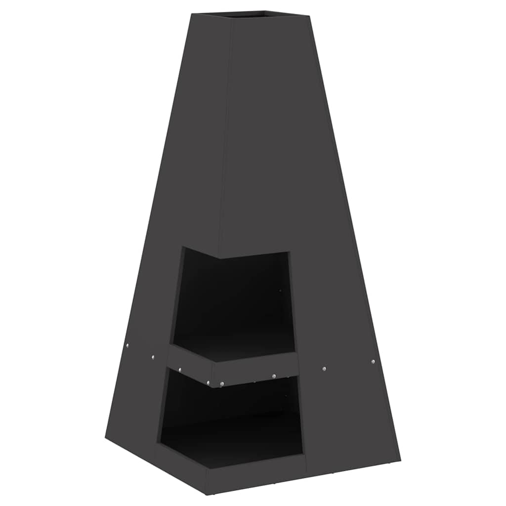 Bålplass Svart 50 x 50 x 100 cm Kaldvalsestål
