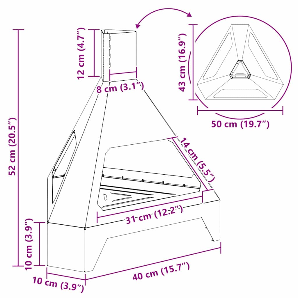 Bålplass Svart 50 x 43 x 52 cm Stål