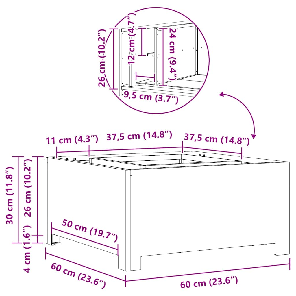 Bålplass Svart 60 x 60 x 30 cm Stål