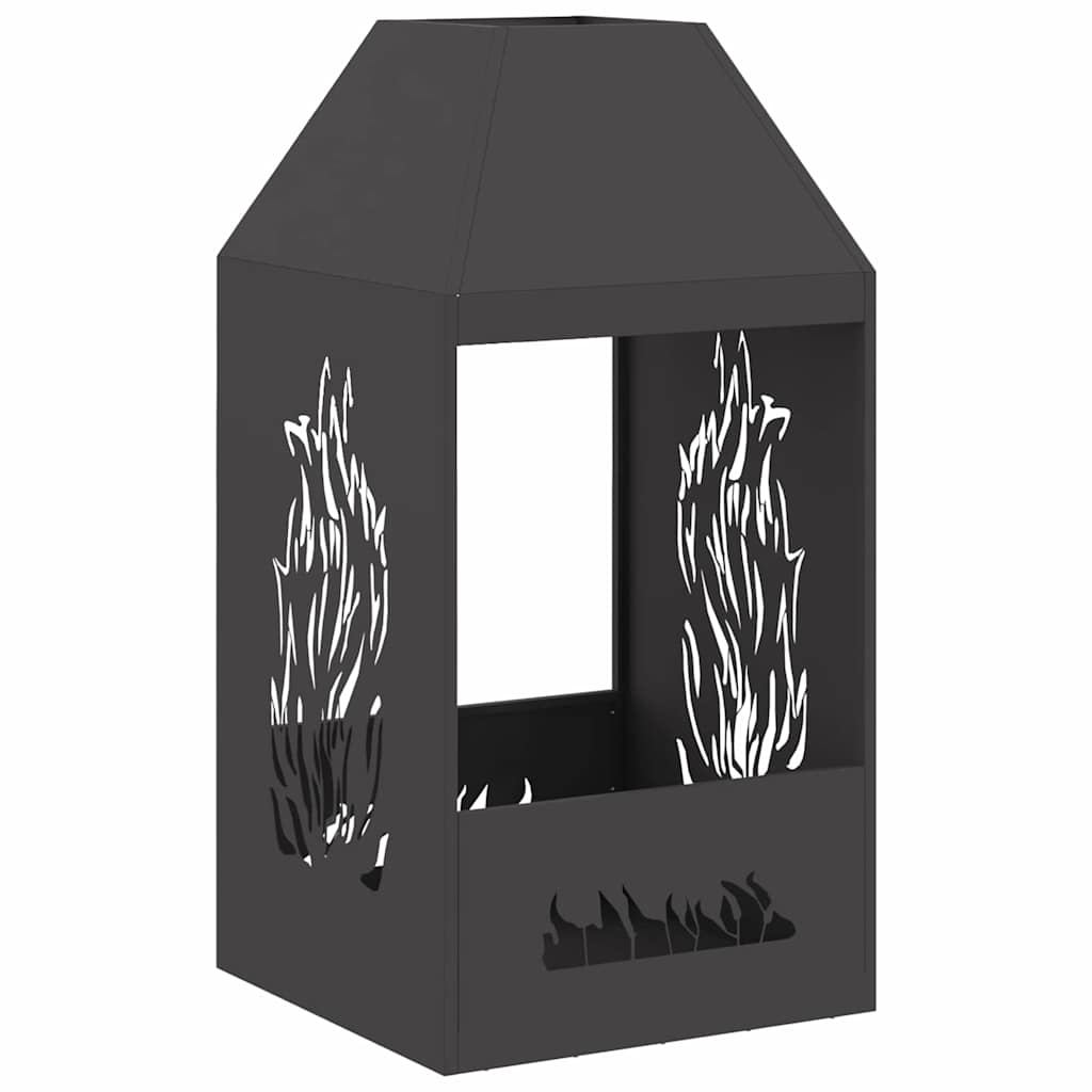 Bålplass Svart 50 x 50 x 100 cm Kaldvalsestål