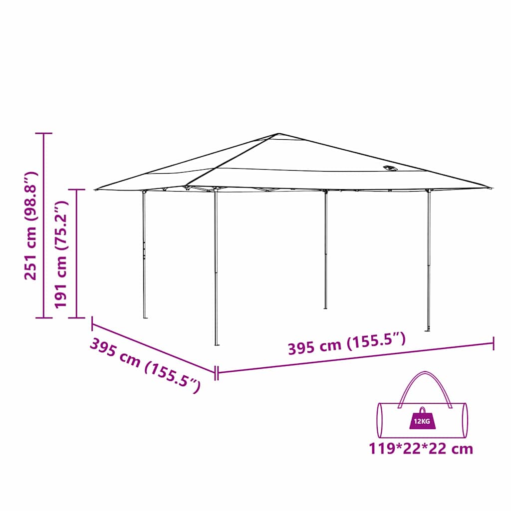 Canopy telt Blå 395 x 395 x 251 cm stoff