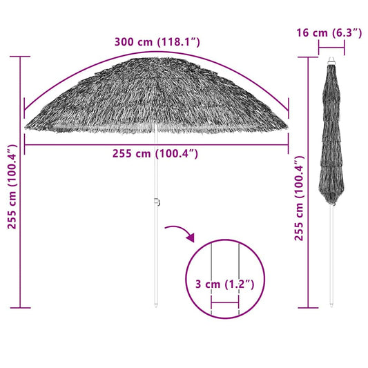 Hageparasol Naturlig 255 x 255 x 255 cm
