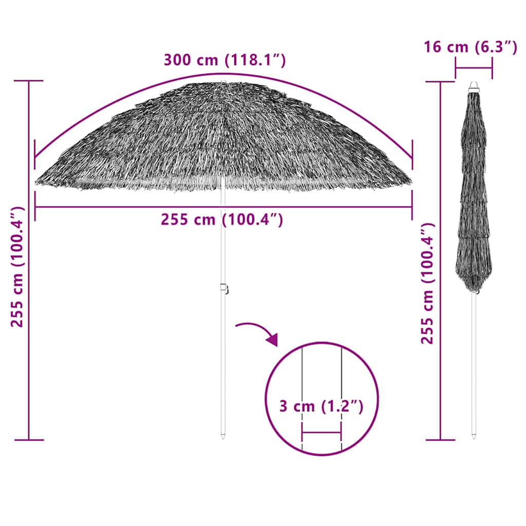 Strandparasol Naturlig 255 x 255 x 255 cm Polyester og stål