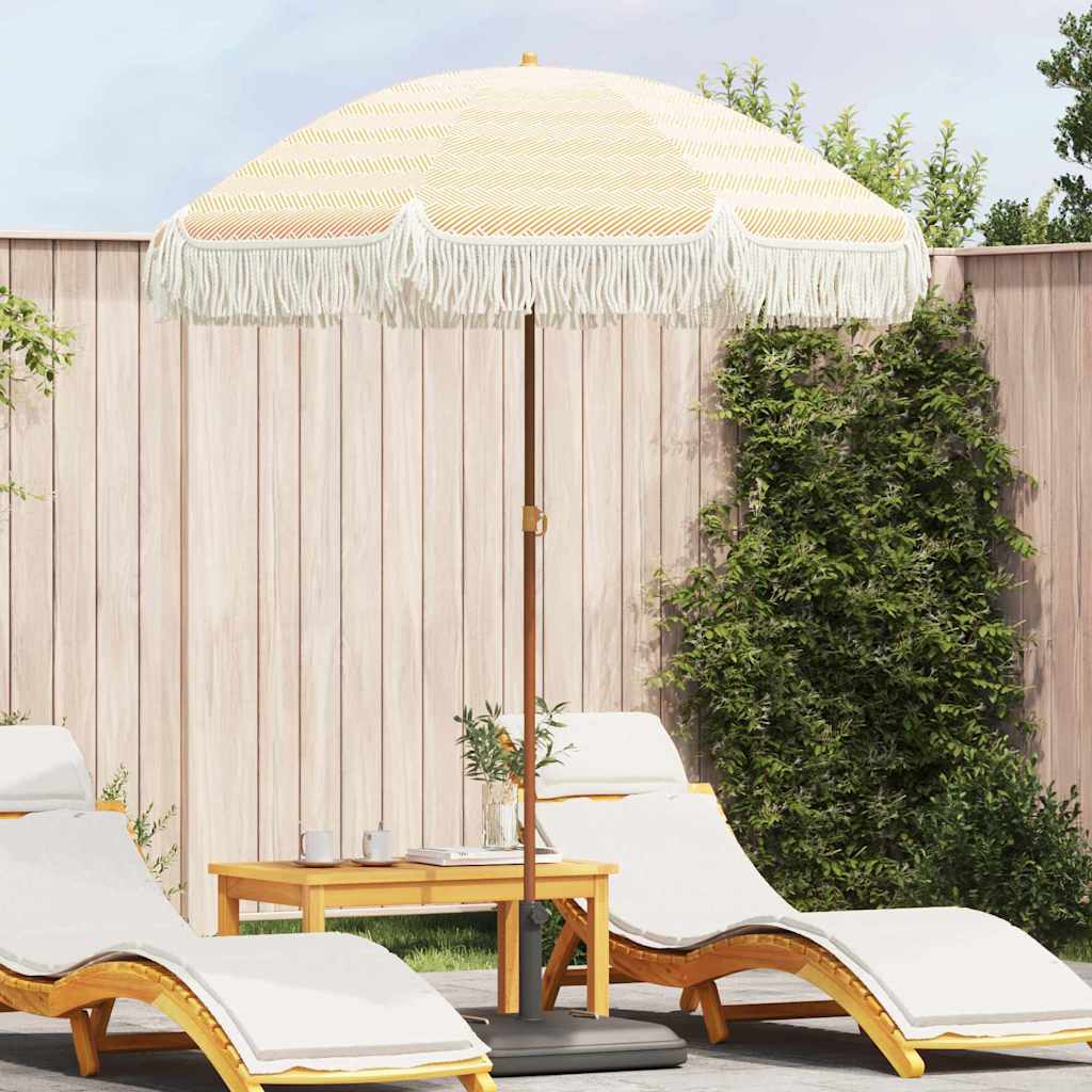 Strandparasol Gul og hvit 160 x 160 x 196 cm Polyester og stål