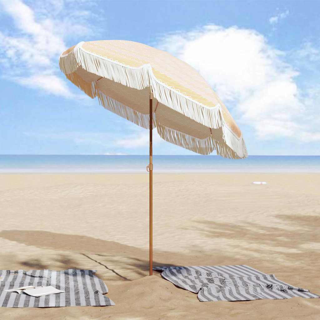 Strandparasol Gul og hvit 160 x 160 x 196 cm Polyester og stål