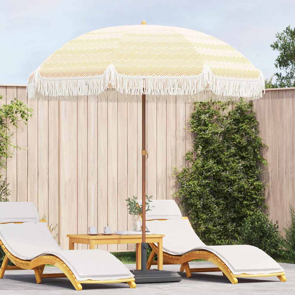 Strandparasol Gul og hvit 205 x 205 x 210 cm Polyester og stål