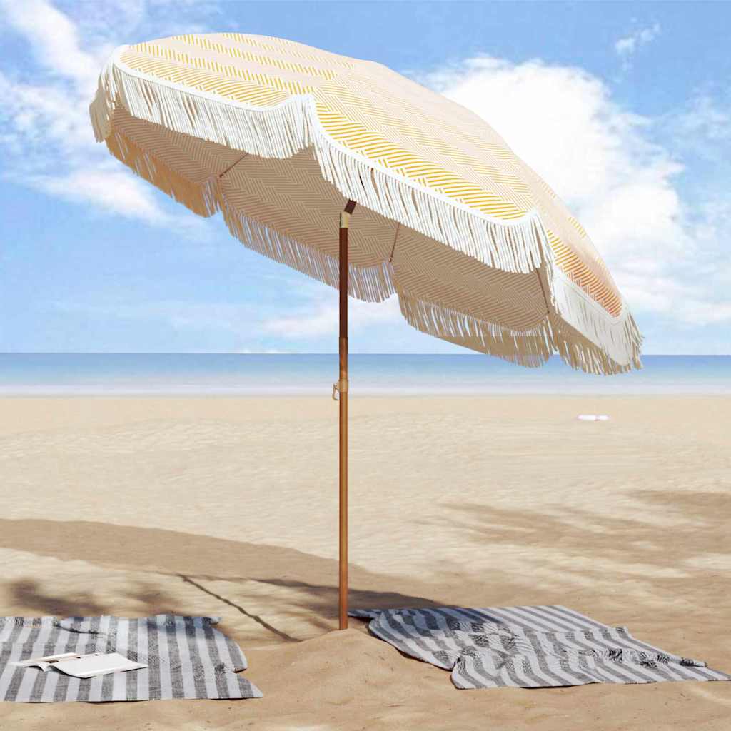 Strandparasol Gul og hvit 205 x 205 x 210 cm Polyester og stål