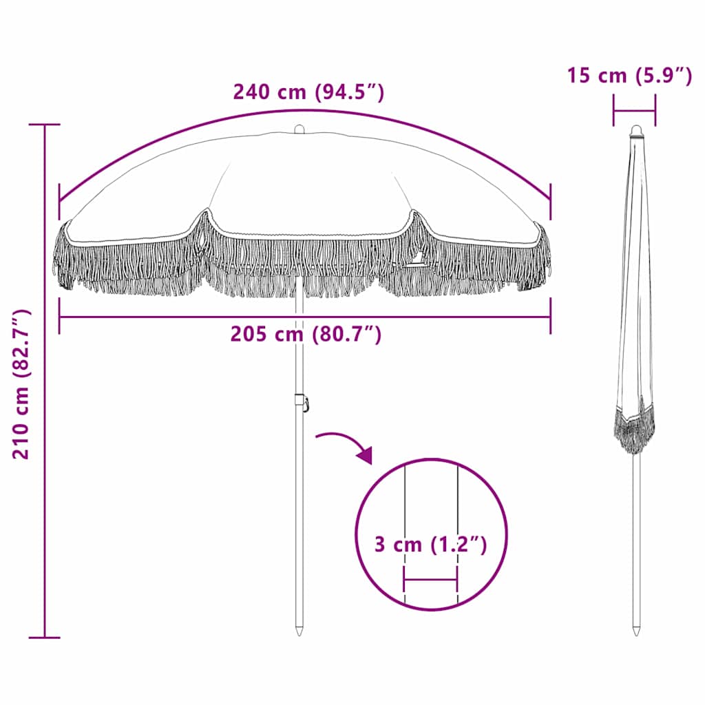 Strandparasol Gul og hvit 205 x 205 x 210 cm Polyester og stål