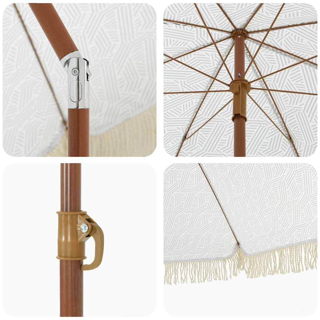 Strandparasol Grå og hvit 160 x 160 x 196 cm Polyester og stål
