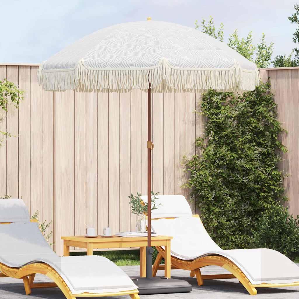 Strandparasol Grå og hvit 160 x 160 x 196 cm Polyester og stål