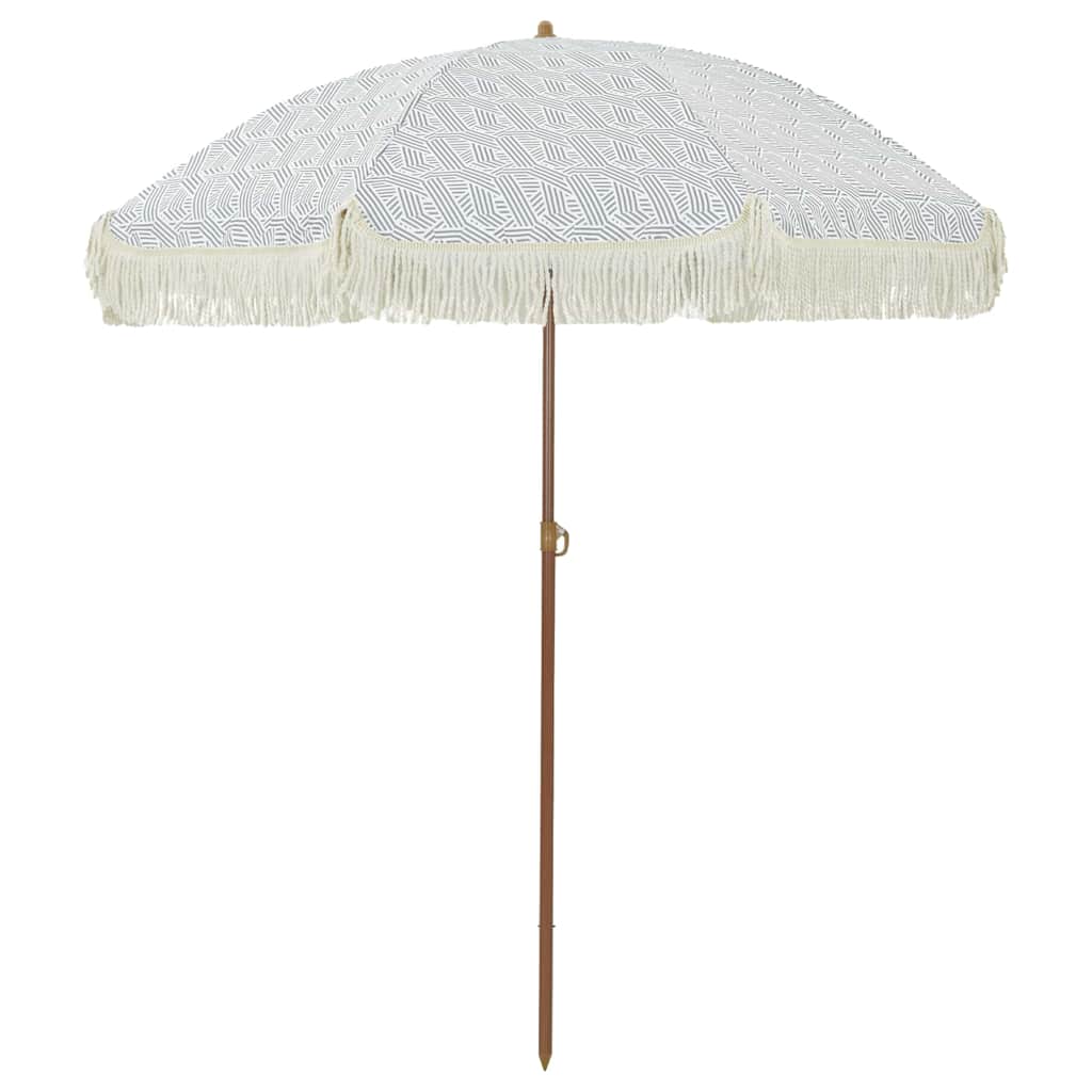 Strandparasol Grå og hvit 160 x 160 x 196 cm Polyester og stål