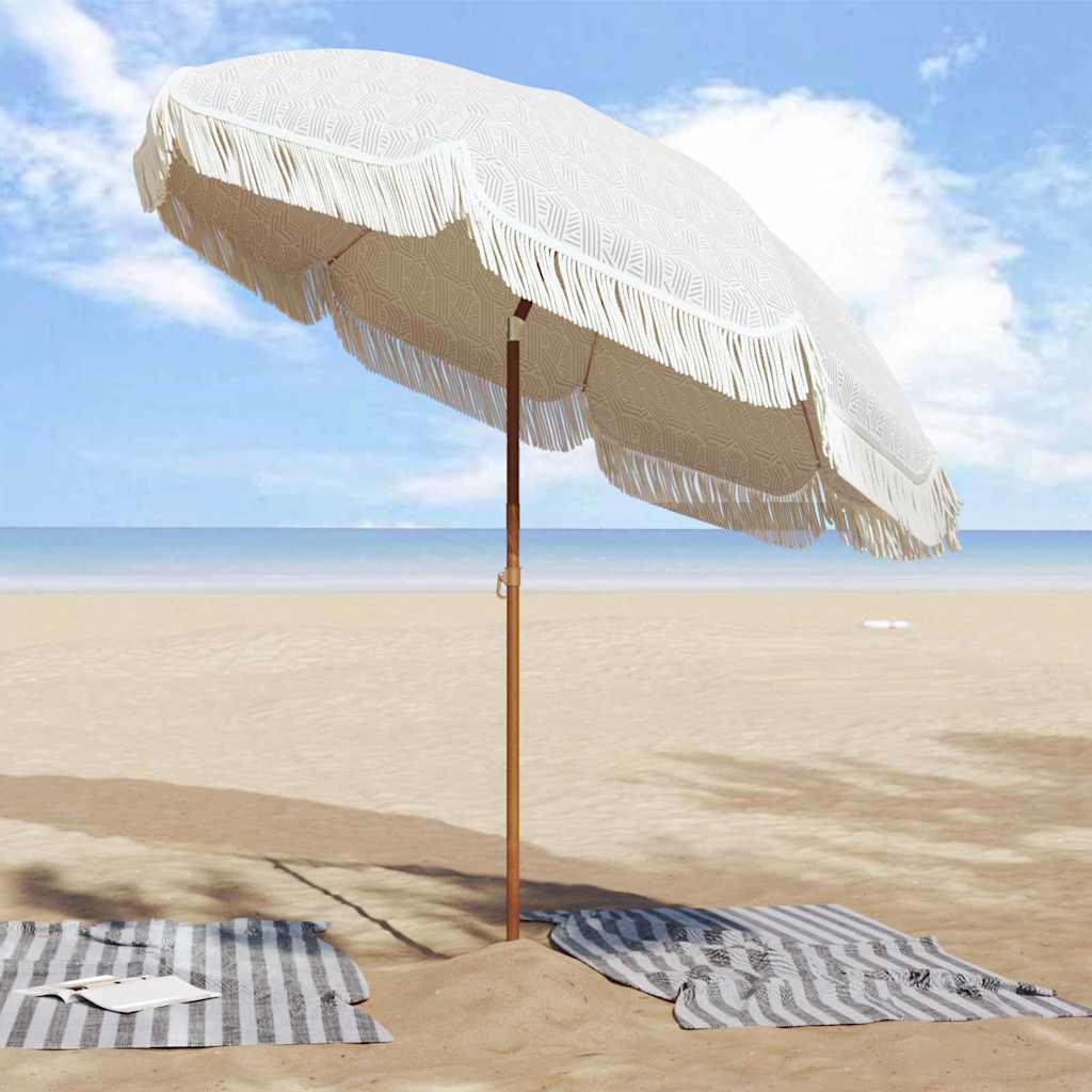 Strandparasol Grå og hvit 205 x 205 x 210 cm Polyester og stål