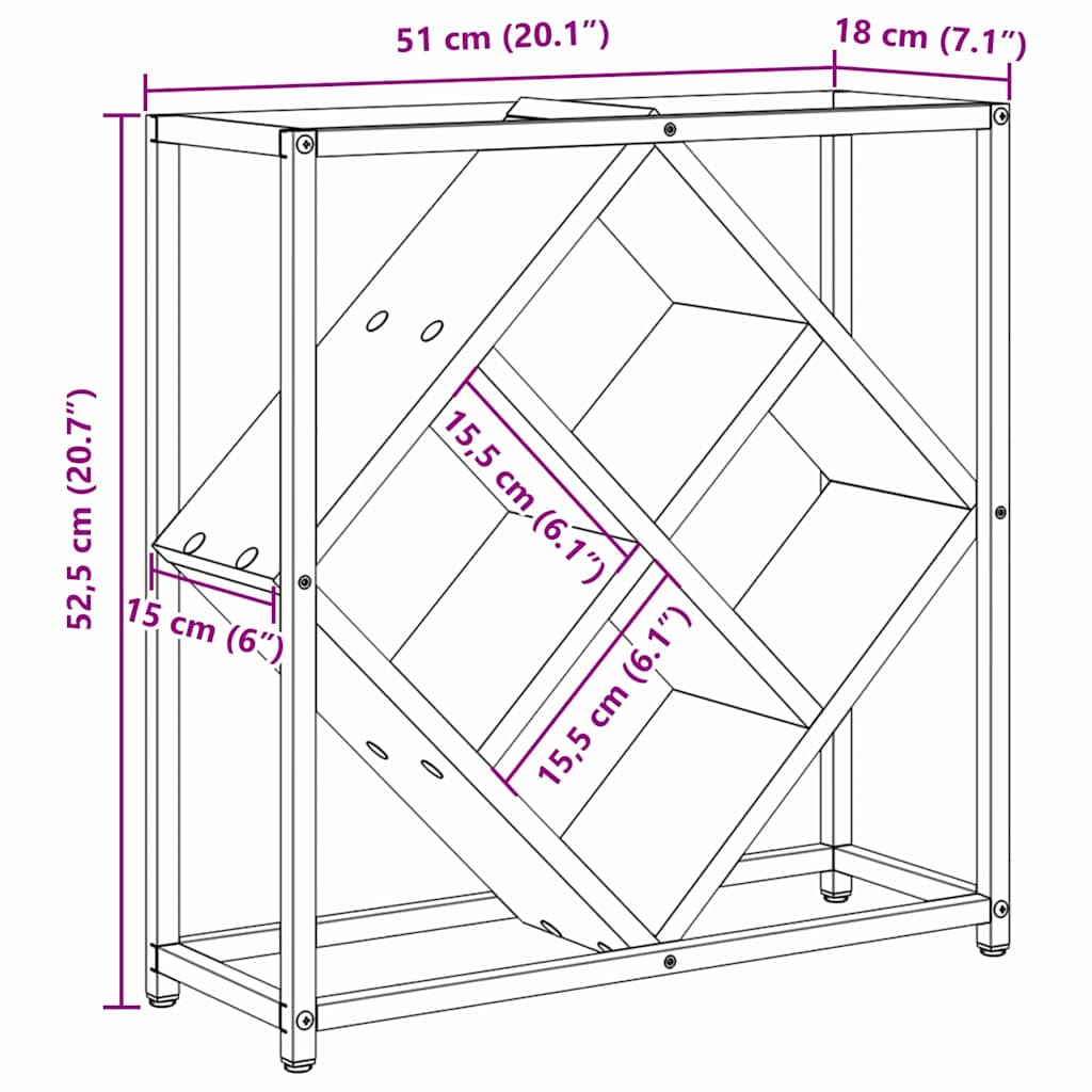 Vinhylle Svart eik 51 x 18 x 52,5 cm Konstruert tre