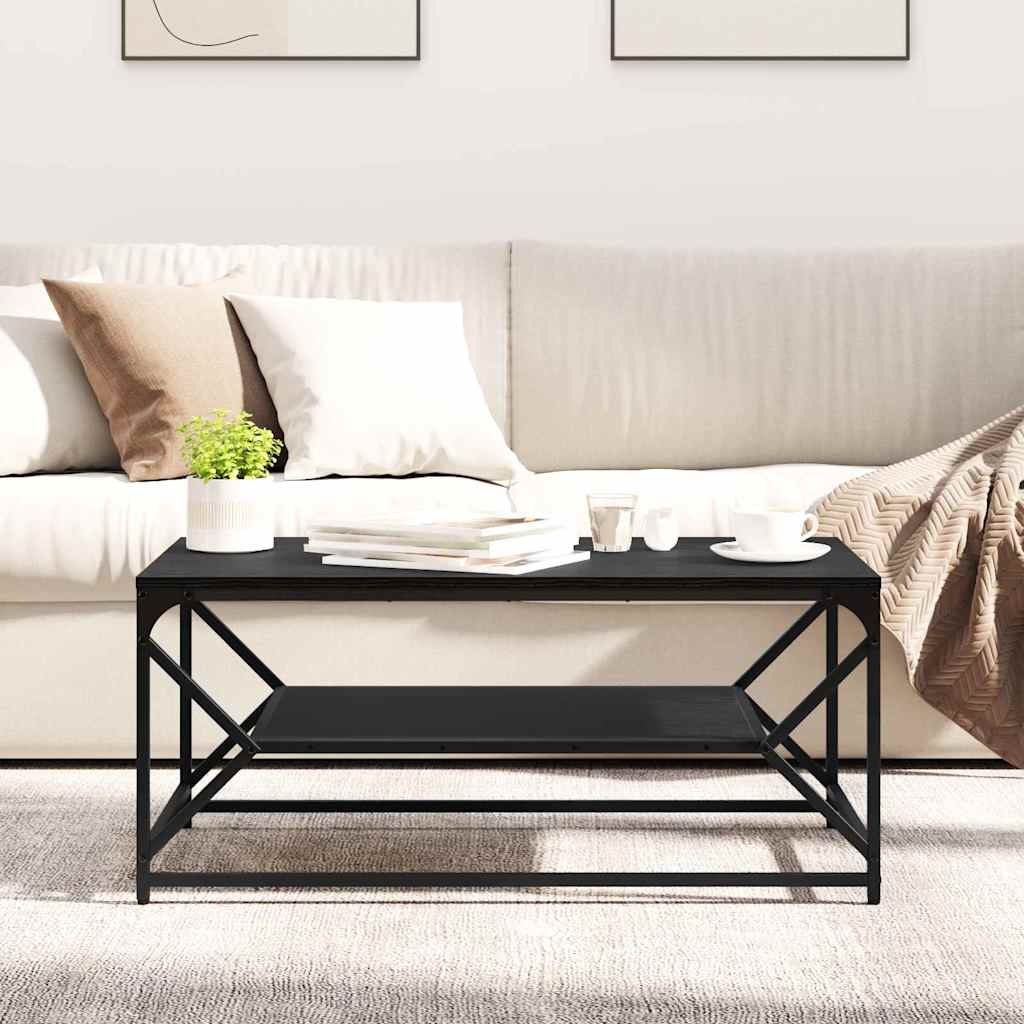 Kaffebord Svart Eik 90 x 50 x 40 cm Konstruksjonsvirke og stål
