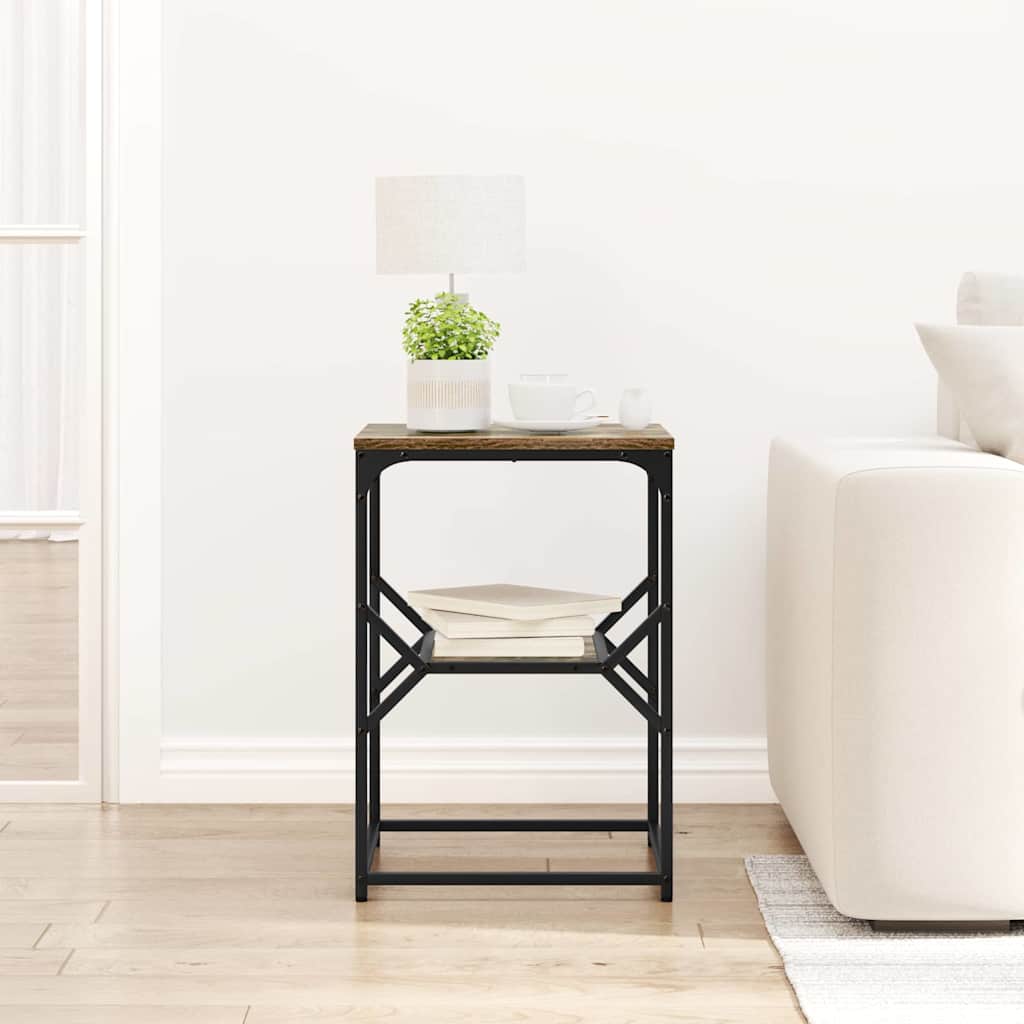 Sidetabell Røkt eik 41 x 40 x 60 cm Konstruksjonsvirke og stål