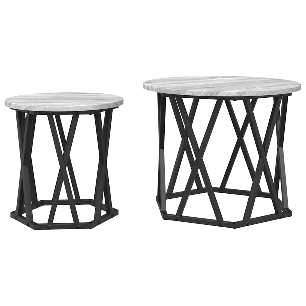 Sidetabell 2 pcs Grå Sonoma Konstruksjonsvirke og stål
