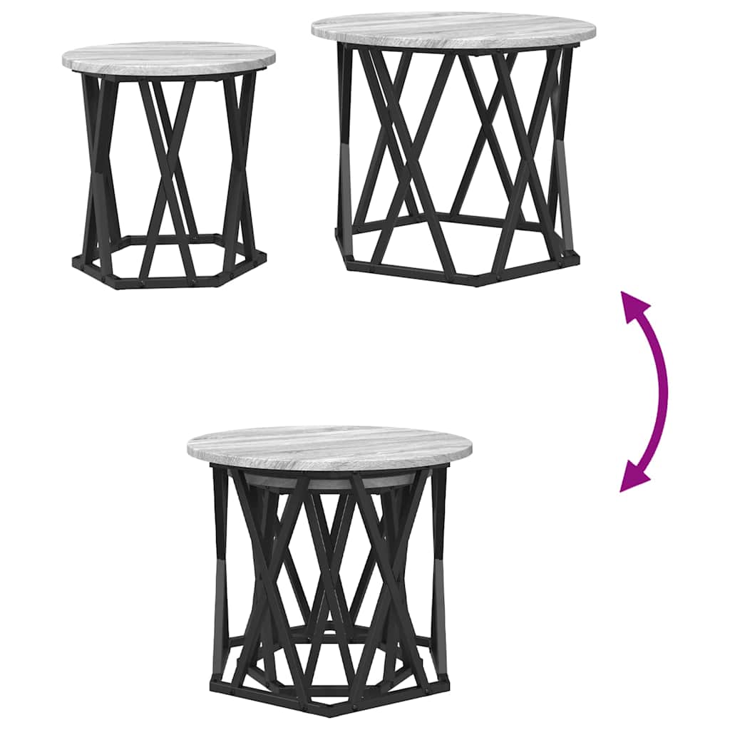 Sidetabell 2 pcs Grå Sonoma Konstruksjonsvirke og stål