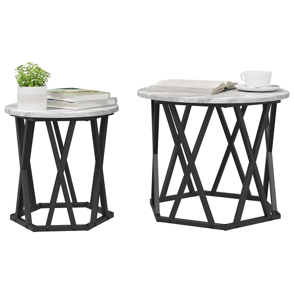 Sidetabell 2 pcs Grå Sonoma Konstruksjonsvirke og stål