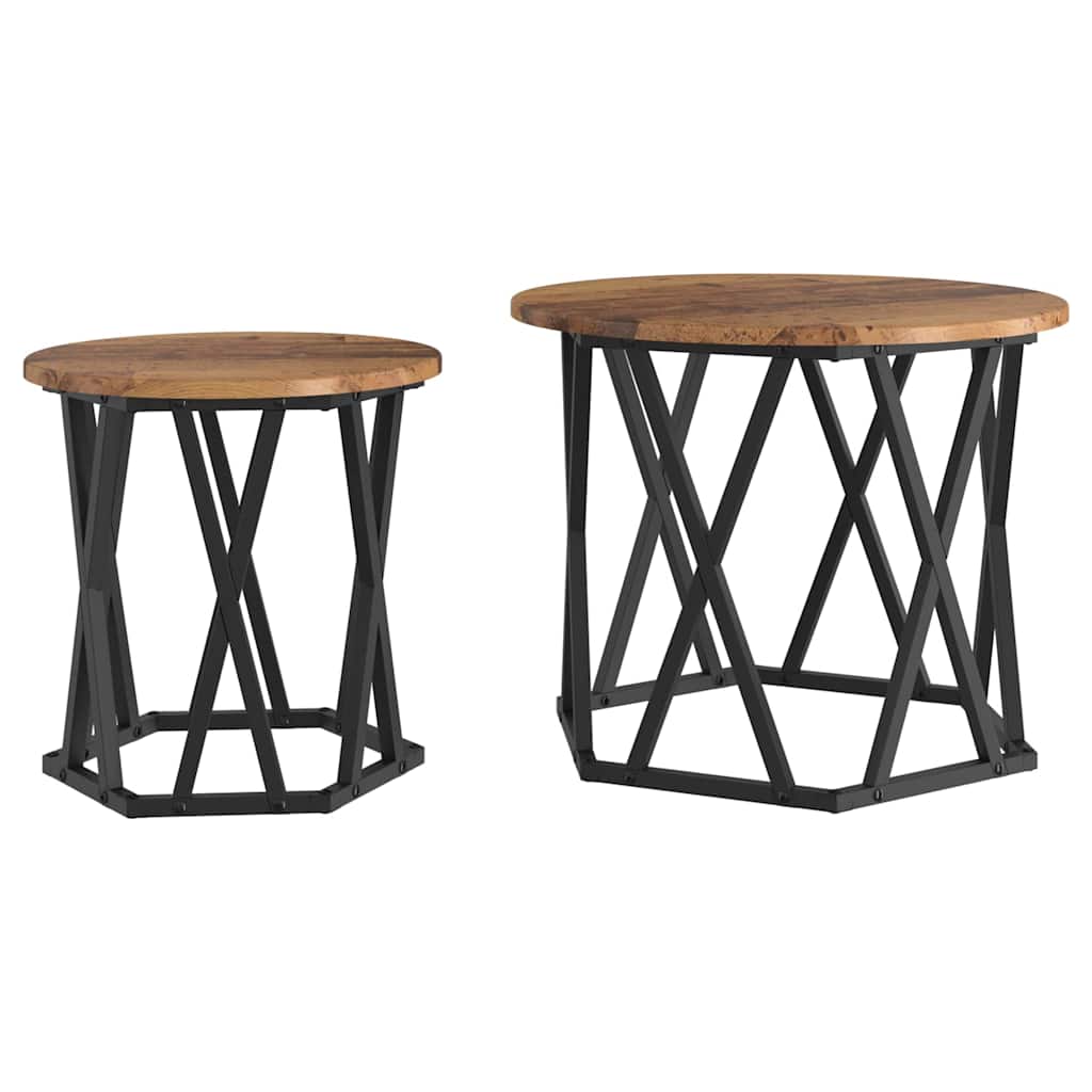 Sidetabell 2 pcs gjenvunnet tre Konstruksjonsvirke og stål