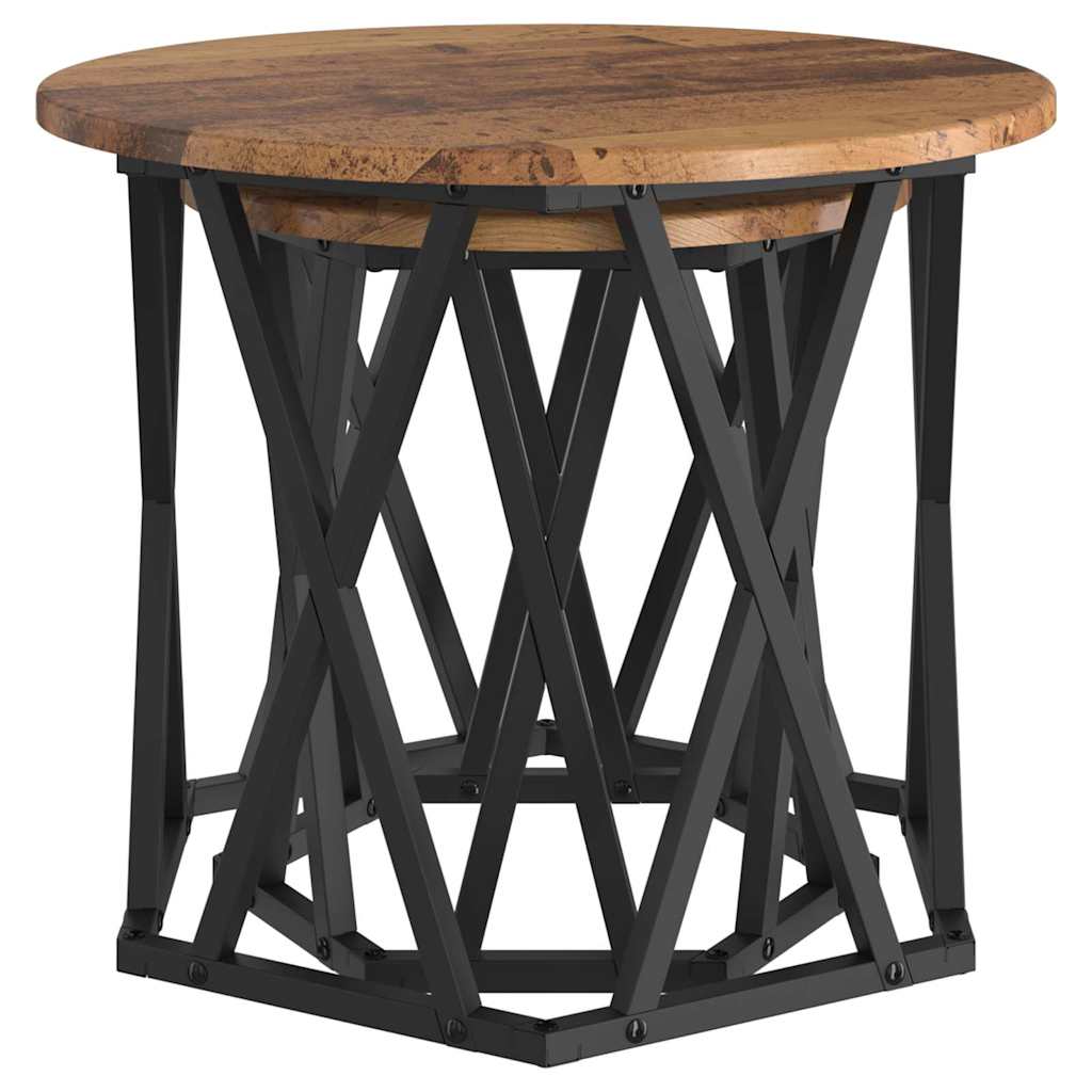 Sidetabell 2 pcs gjenvunnet tre Konstruksjonsvirke og stål