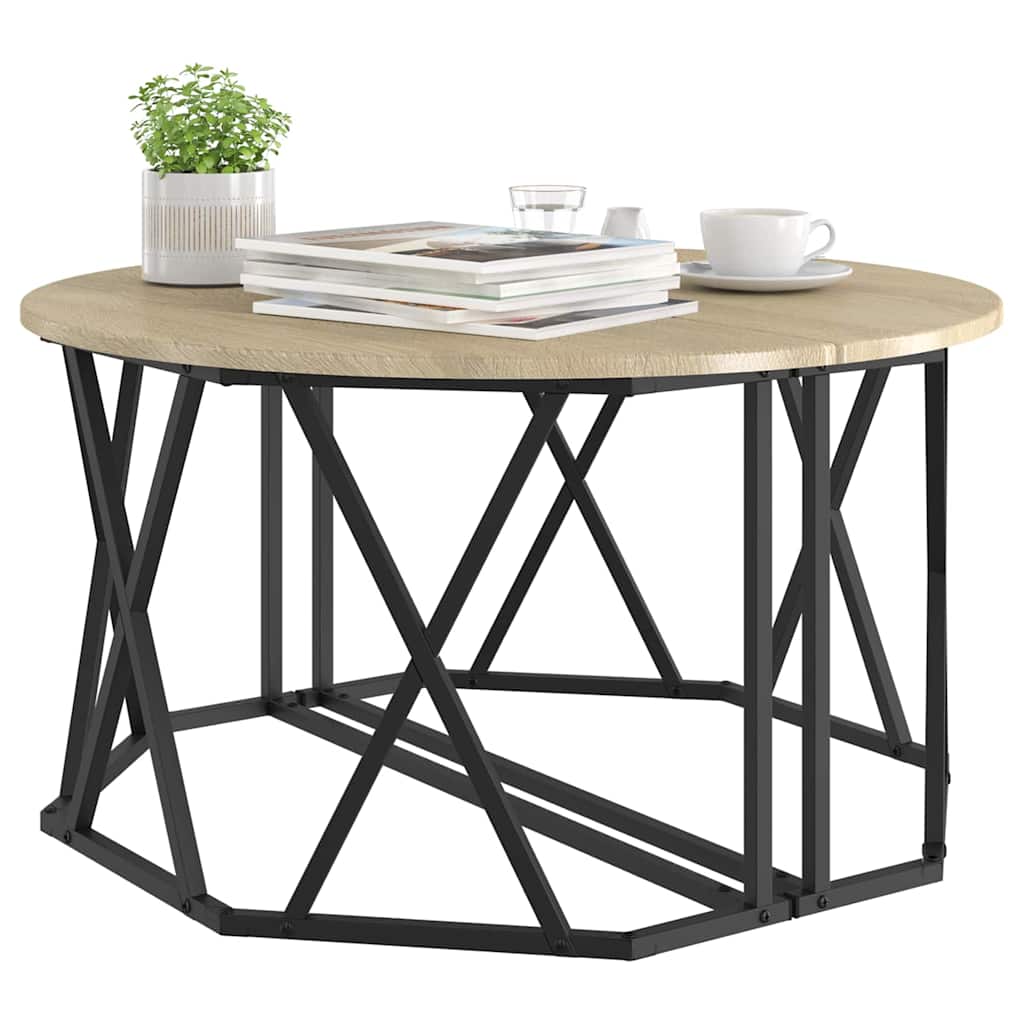 Kaffebord Sonoma eik 80 x 80 x 42 cm Konstruksjonsvirke og stål