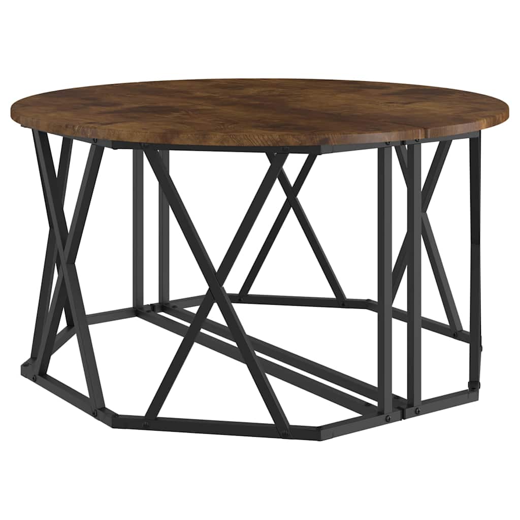 Kaffebord Røkt eik 80 x 80 x 42 cm Konstruksjonsvirke og stål