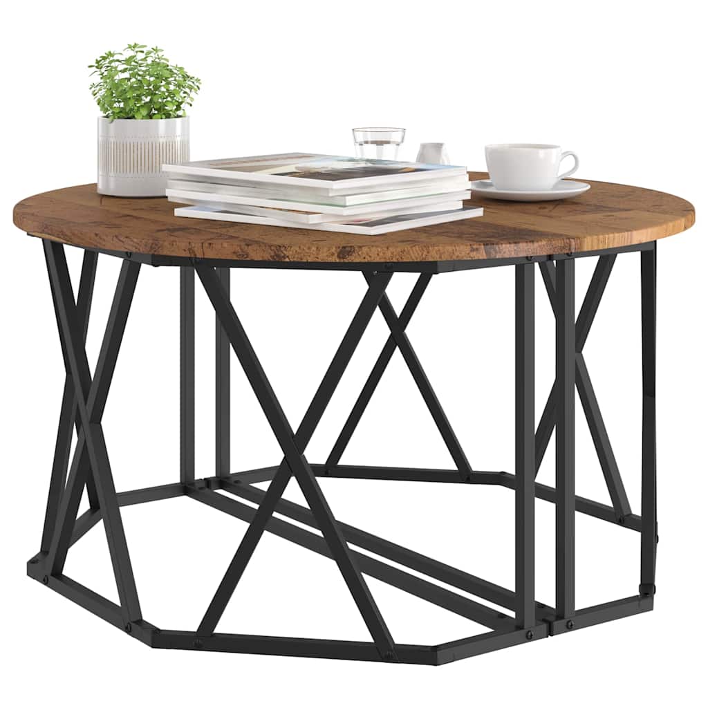 Kaffebord Gamle tre 80 x 80 x 42 cm Konstruksjonsvirke og stål