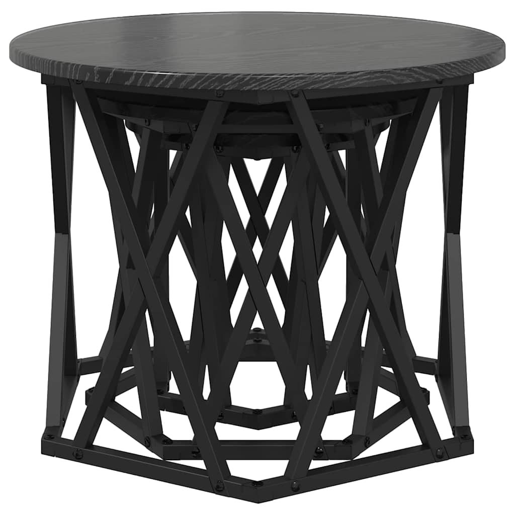 Nesting Sidebord 3 pcs Svart Eik Konstruksjonsvirke og stål
