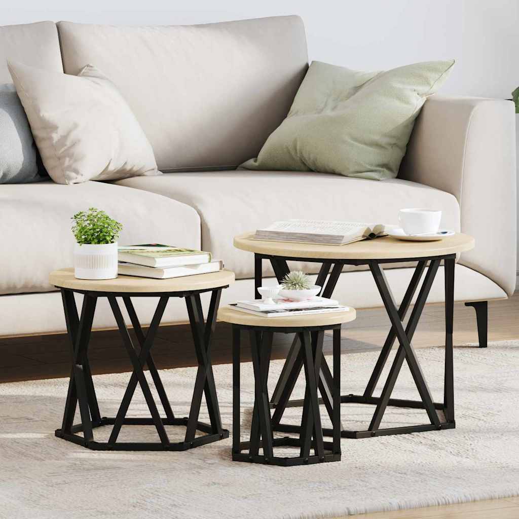 Nesting Sidebord 3 pcs Sonoma eik 53 x 53 x 40 cm