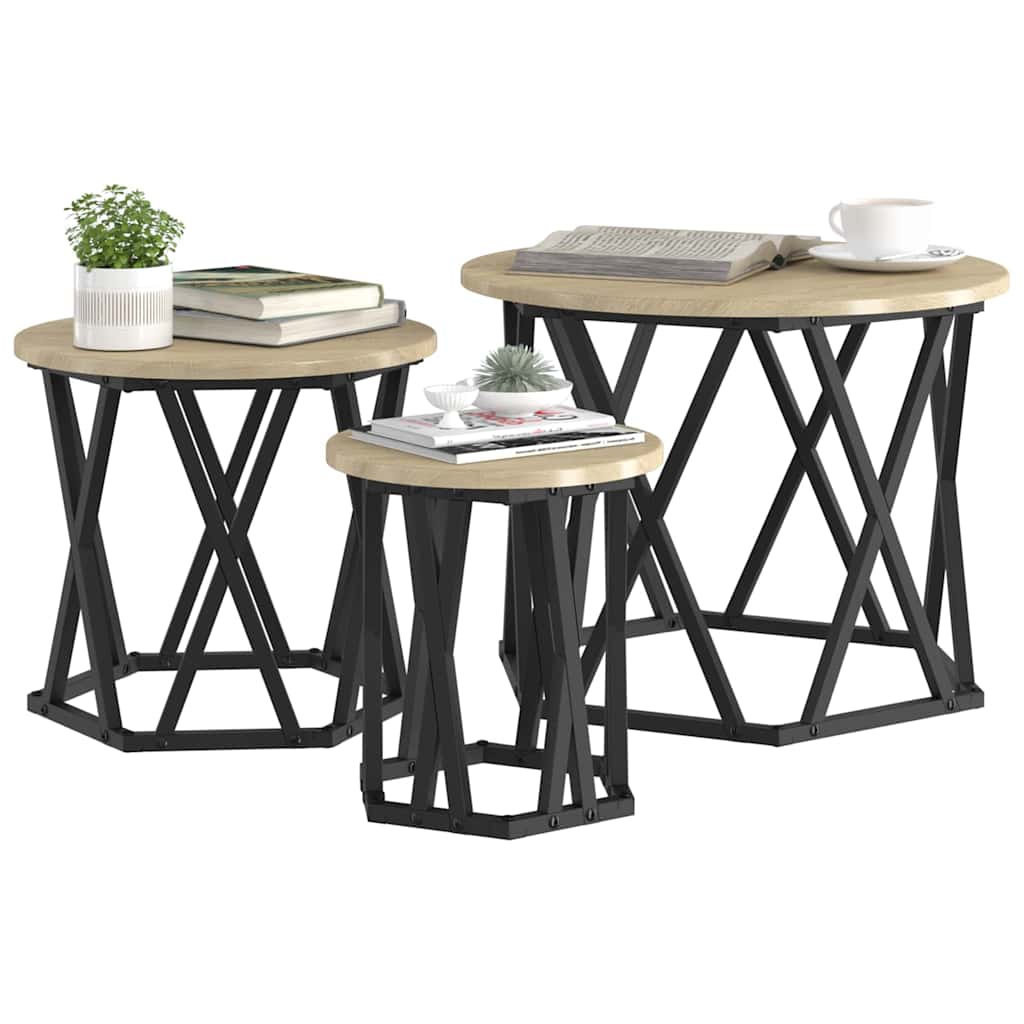 Nesting Sidebord 3 pcs Sonoma eik 53 x 53 x 40 cm