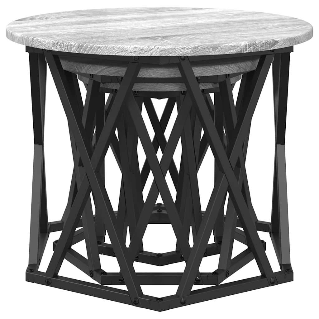 Nesting Sidebord 3 pcs Grå sonoma 53 x 53 x 40 cm
