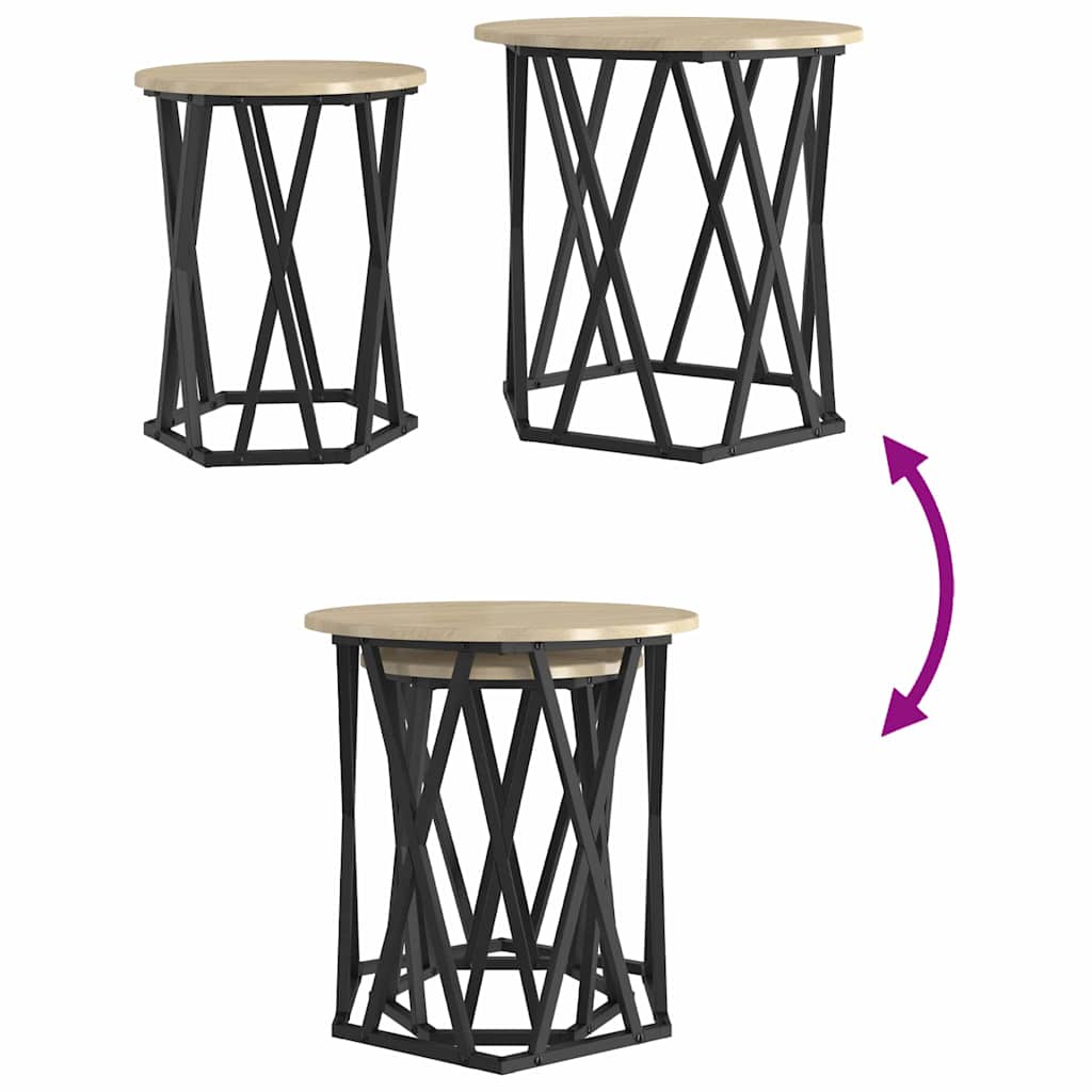 Kaffebord 2 pcs Sonoma eik Konstruksjonsvirke og stål