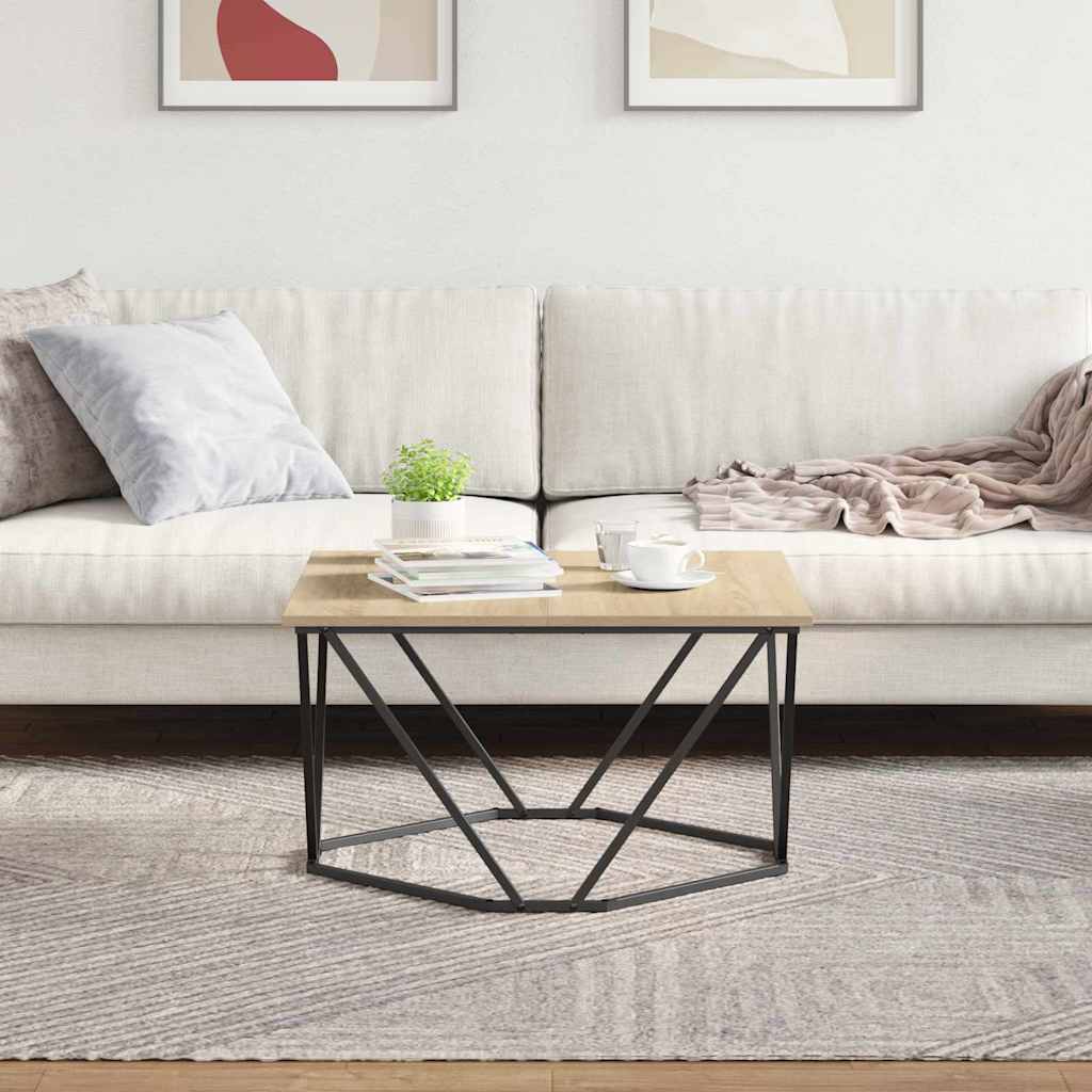 Kaffebord Sonoma eik 80 x 80 x 45 cm Konstruksjonsvirke og stål