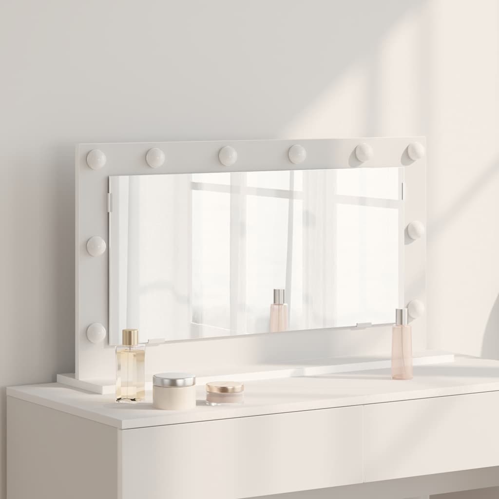 Stilfullt Speil Hvit 80 x 45 x 18 cm Glass og konstruert tre