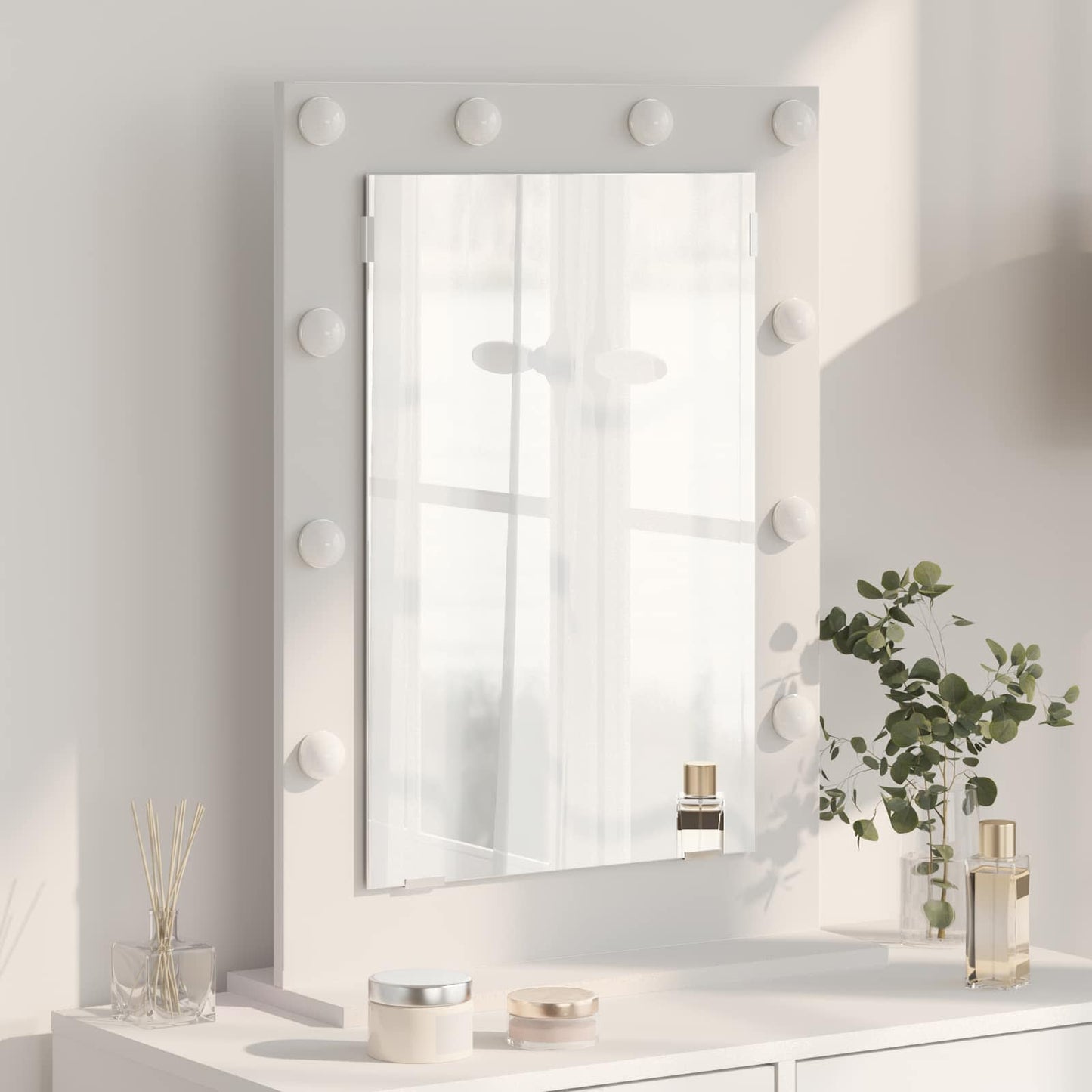 Stilfullt Speil Hvit 70 x 50 x 18 cm Glass og konstruert tre