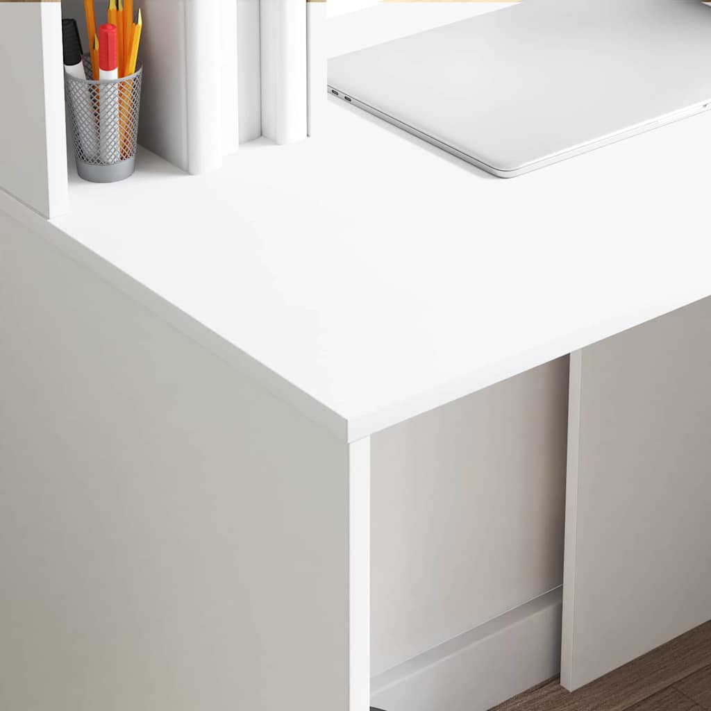 Skrivebord med hylle Hvit 91 x 50 x 149 cm Konstruert tre