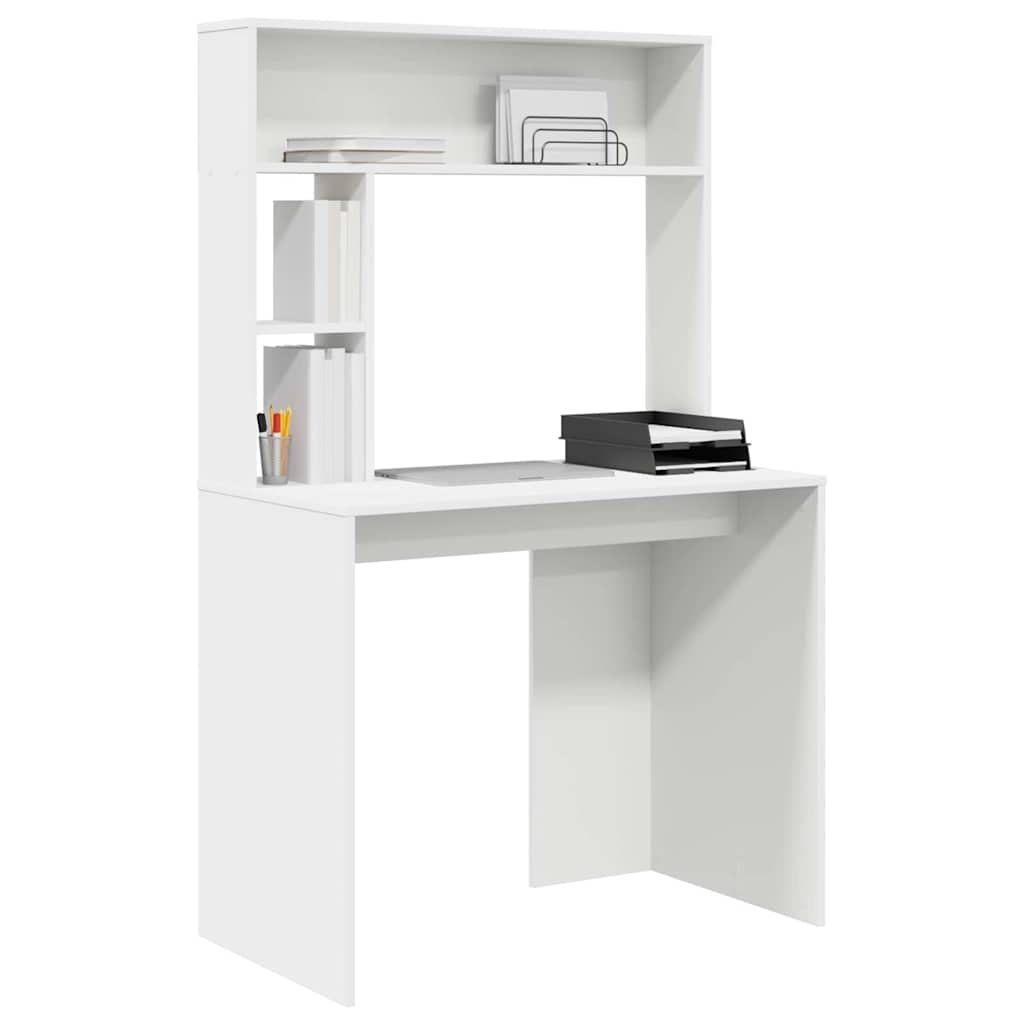 Skrivebord med hylle Hvit 91 x 50 x 149 cm Konstruert tre
