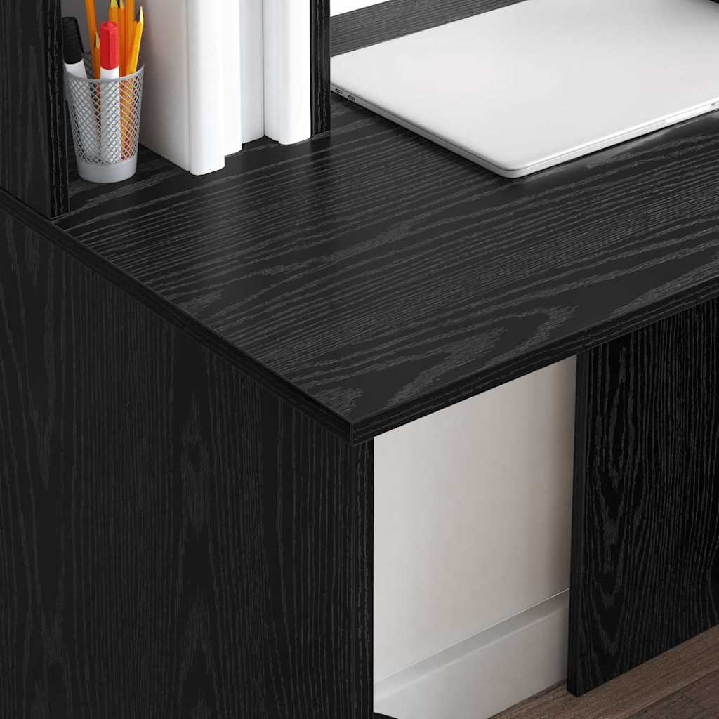 Skrivebord med hylle Svart Eik 91 x 50 x 149 cm Konstruert tre