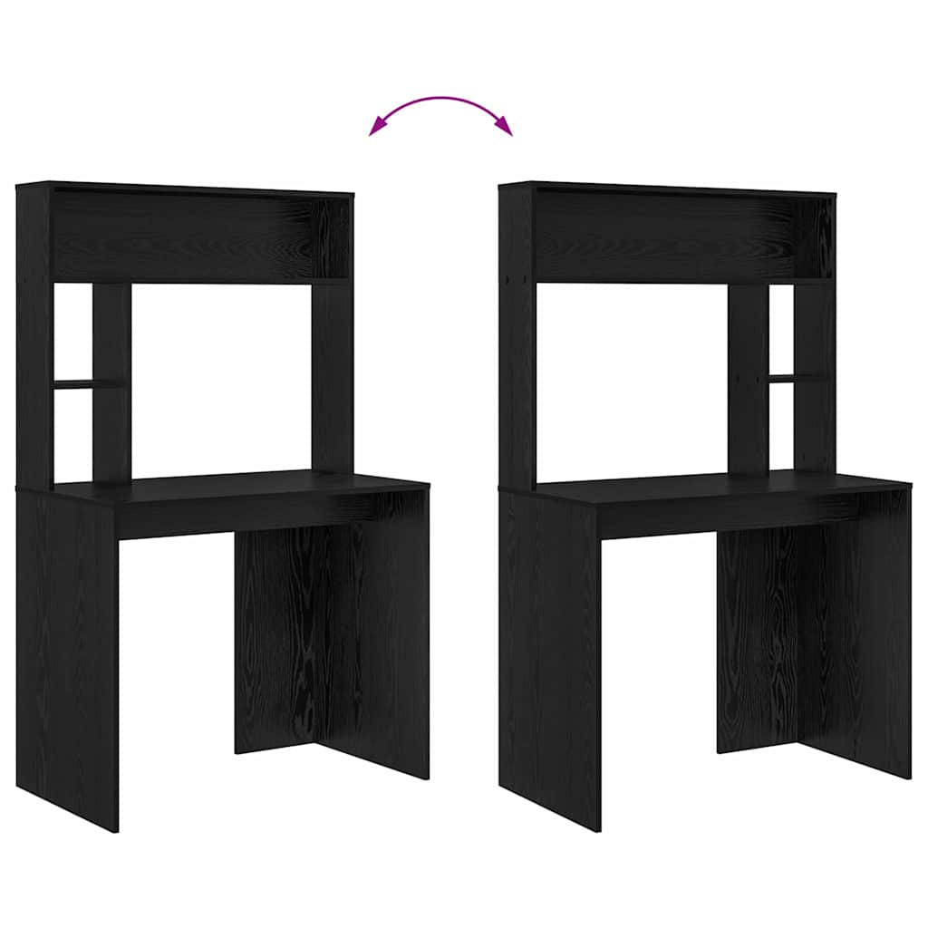Skrivebord med hylle Svart Eik 91 x 50 x 149 cm Konstruert tre
