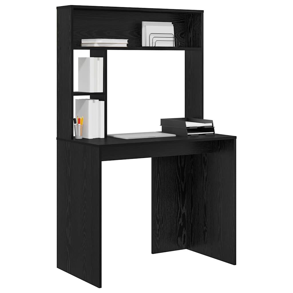 Skrivebord med hylle Svart Eik 91 x 50 x 149 cm Konstruert tre