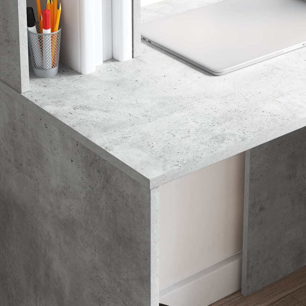 Skrivebord med hylle Betonggrå 91 x 50 x 149 cm Konstruert tre