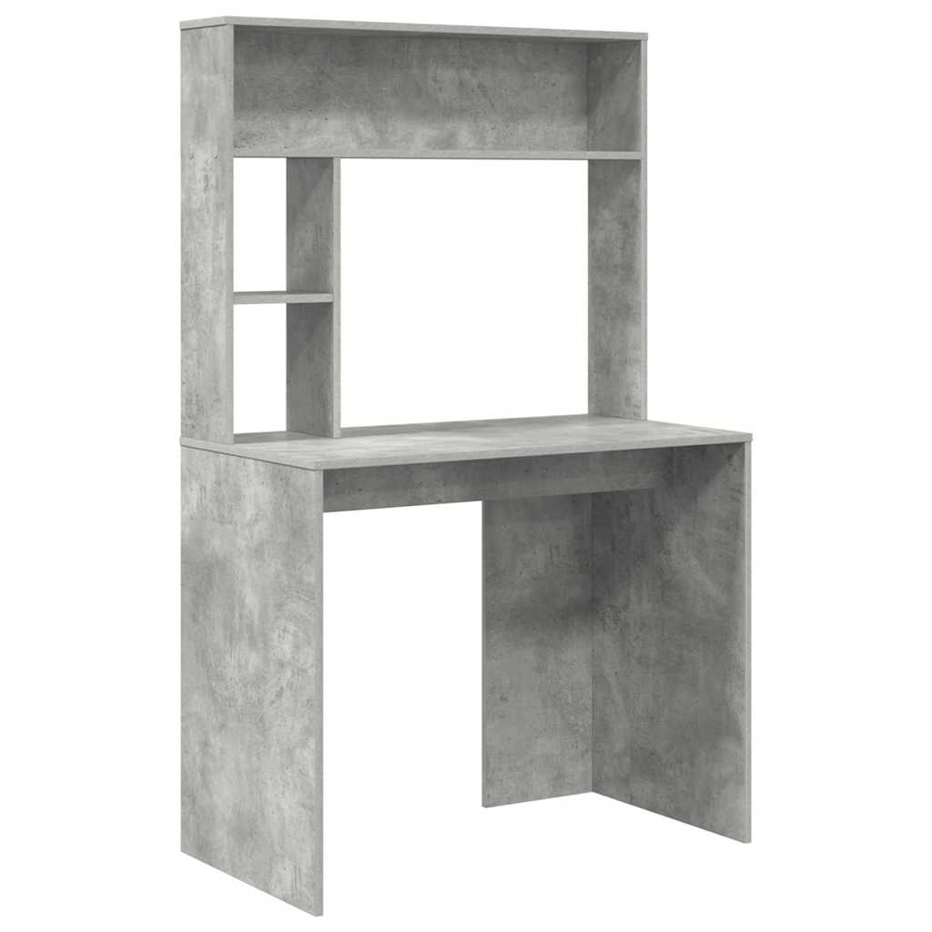 Skrivebord med hylle Betonggrå 91 x 50 x 149 cm Konstruert tre