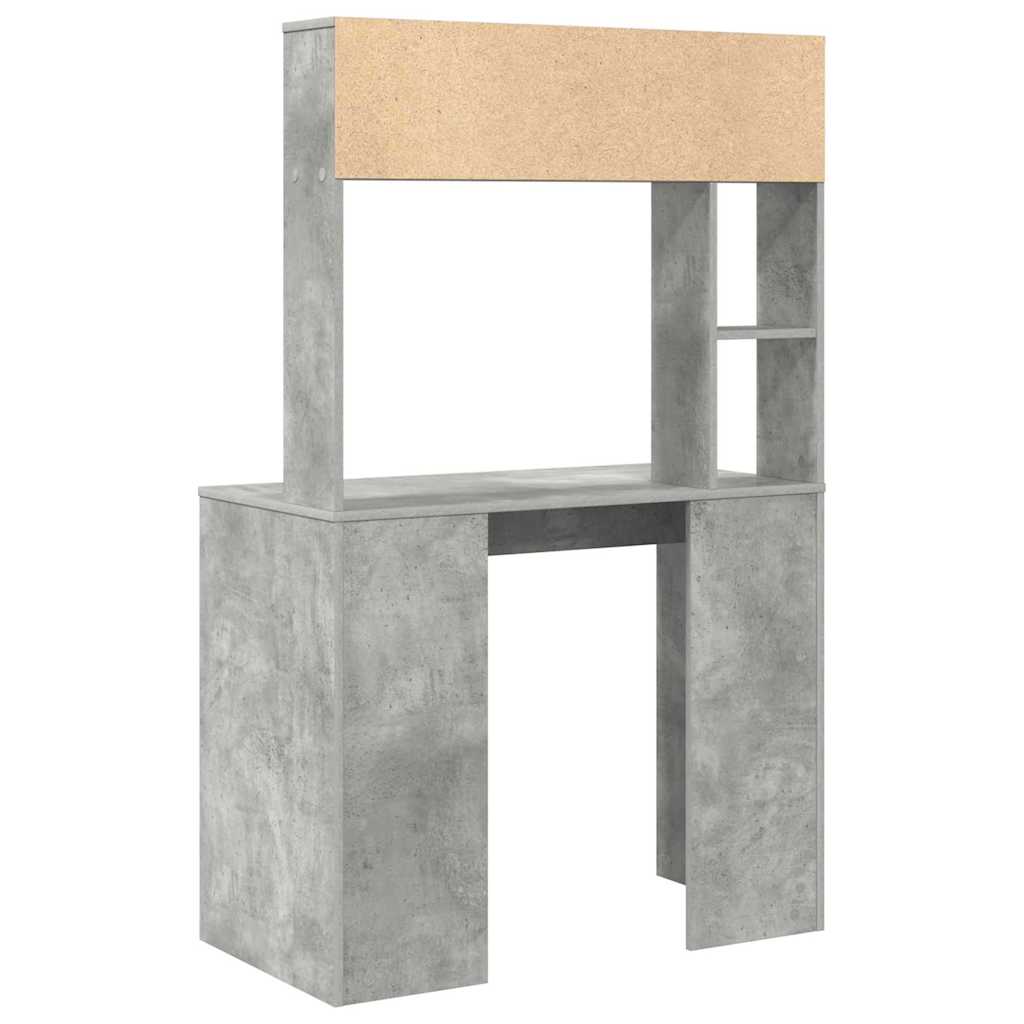 Skrivebord med hylle Betonggrå 91 x 50 x 149 cm Konstruert tre